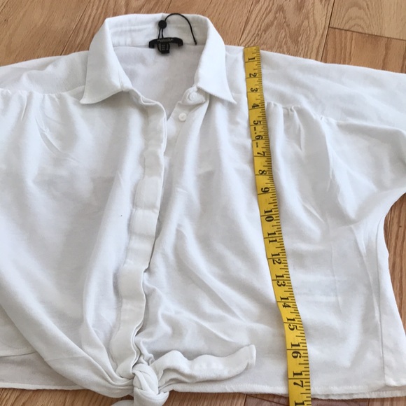 Massimo Dutti small White Button-Up Tie Front Top. - Picture 5 of 7